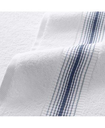 Aston and Arden White Turkish Luxury Striped Hand Towels for Bathroom 600 gsm, 18x32 in., 4-Pack , Super Soft Absorbent Hand Towels - Slate