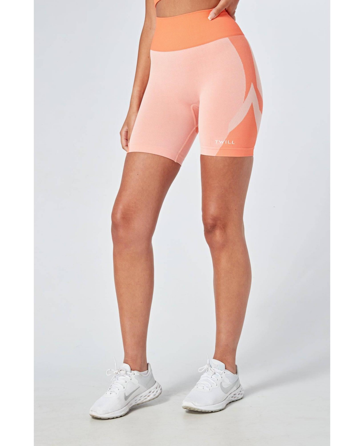 Women's Recycled Colour Block Body Fit Cycling Shorts - Orange