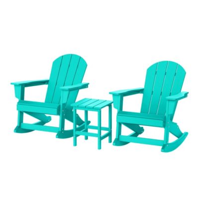 3 Piece set Outdoor Patio Poly Adirondack rocking chairs with side table
