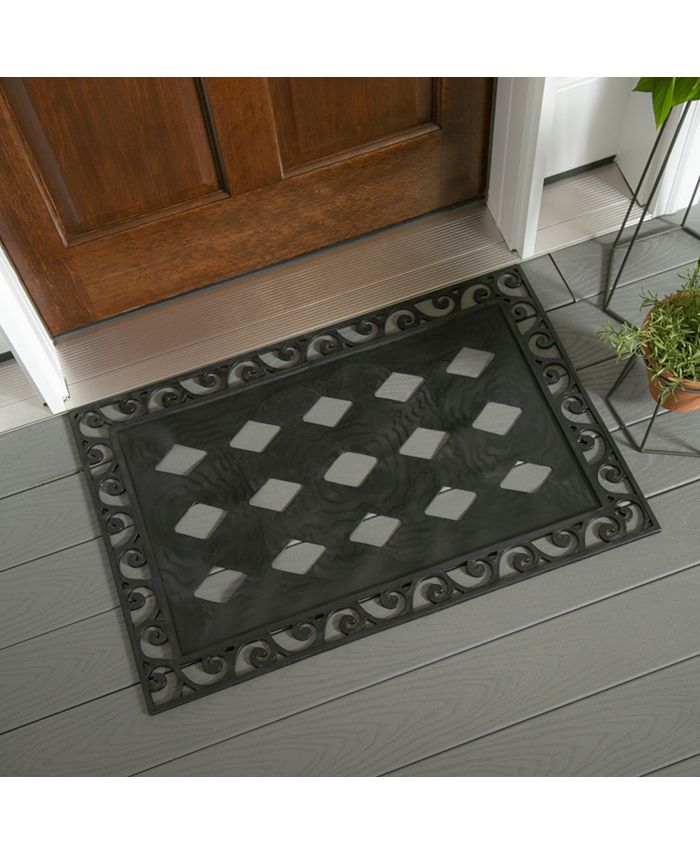 Evergreen Scroll Cutout Embossed Floor Mat Indoor Outdoor Rubber Tray 2