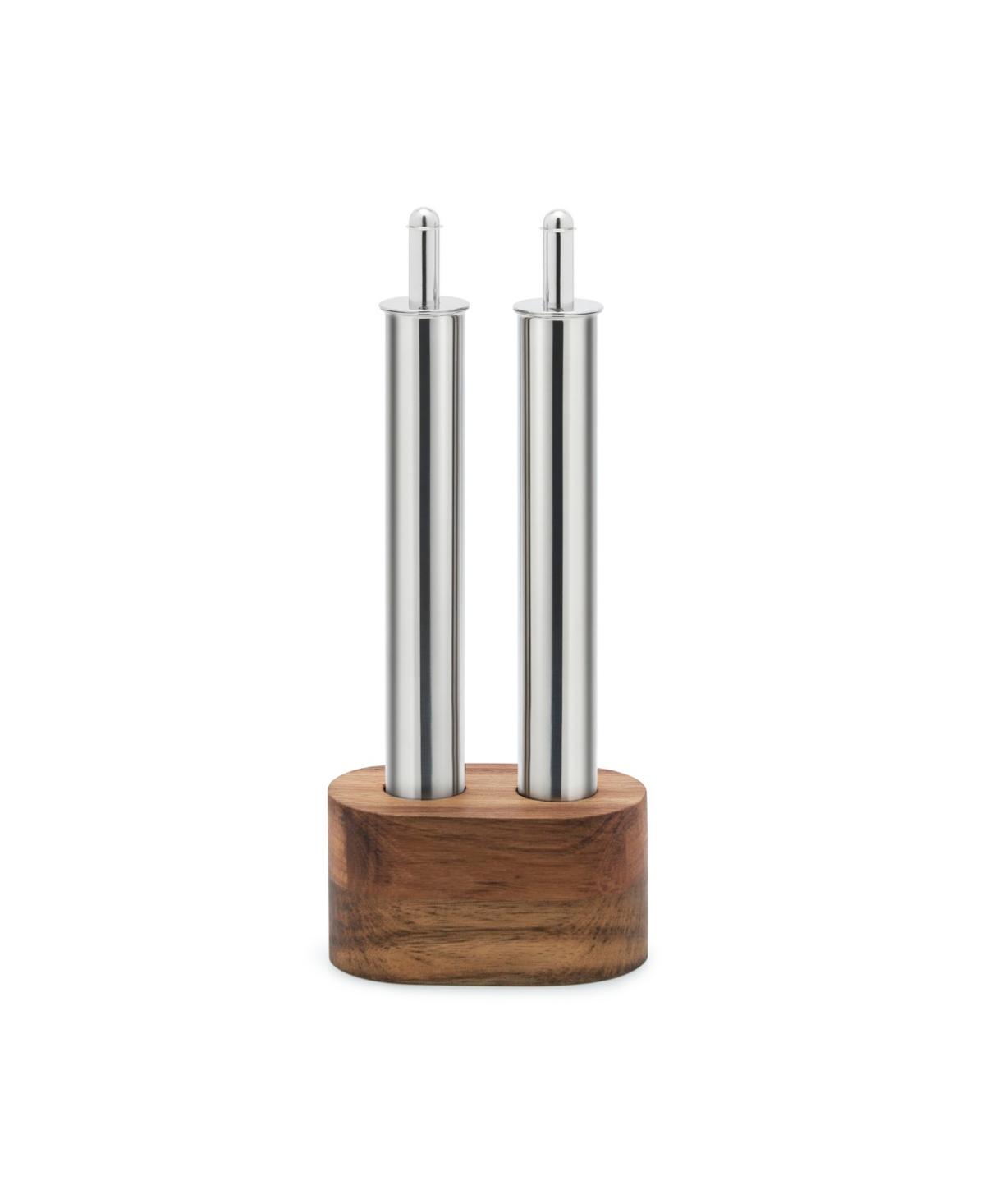 Olipac Filare Oil And Vinegar Set With Wooden Base In Silver
