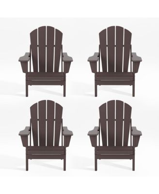 All-Weather Contoured Outdoor Poly Folding Adirondack Chair (Set of 4)