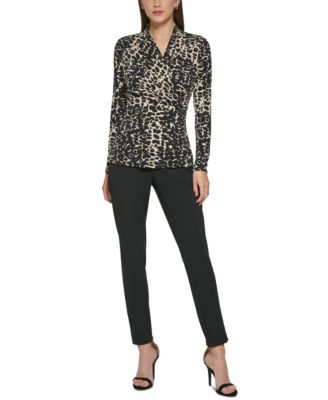 Petite Printed Surplice Top, Created for Macy's