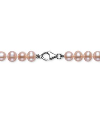 White Cultured Freshwater Pearl (6mm) Necklace and Matching Stud (7-1/2mm) Earrings Set in Sterling Silver