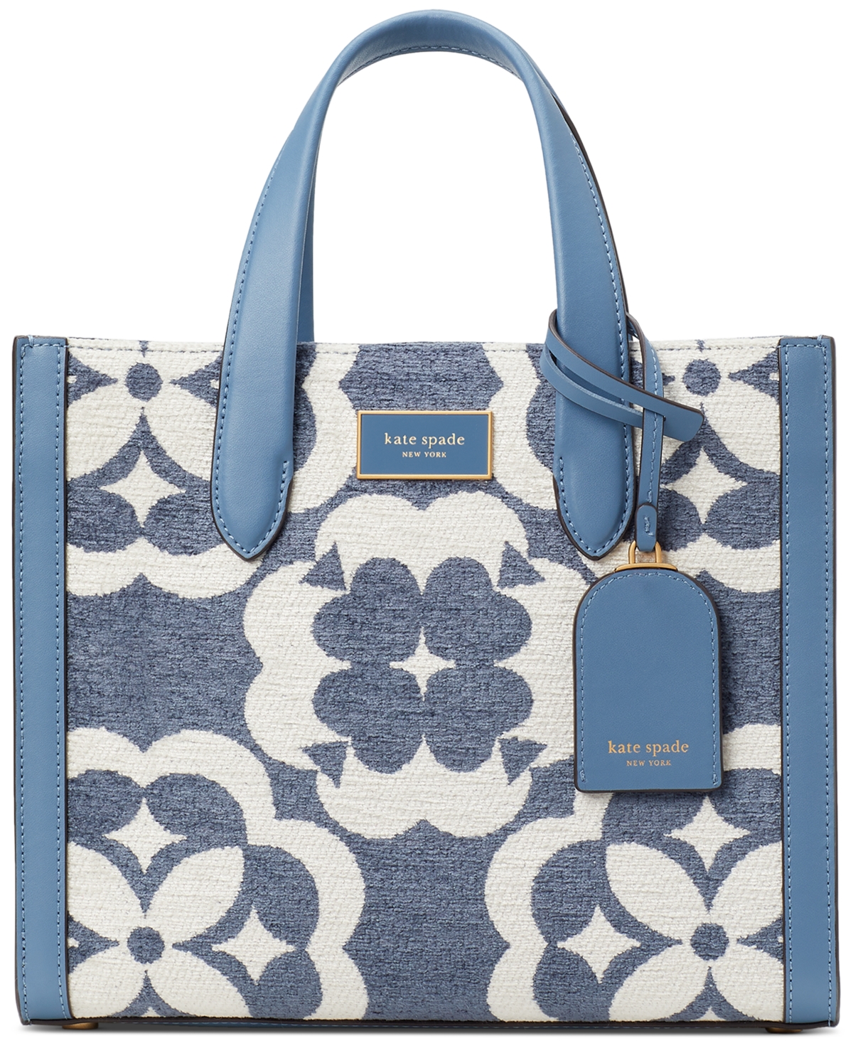 Manhattan Spade Flower Chenille Large Tote Bag Blue Multi