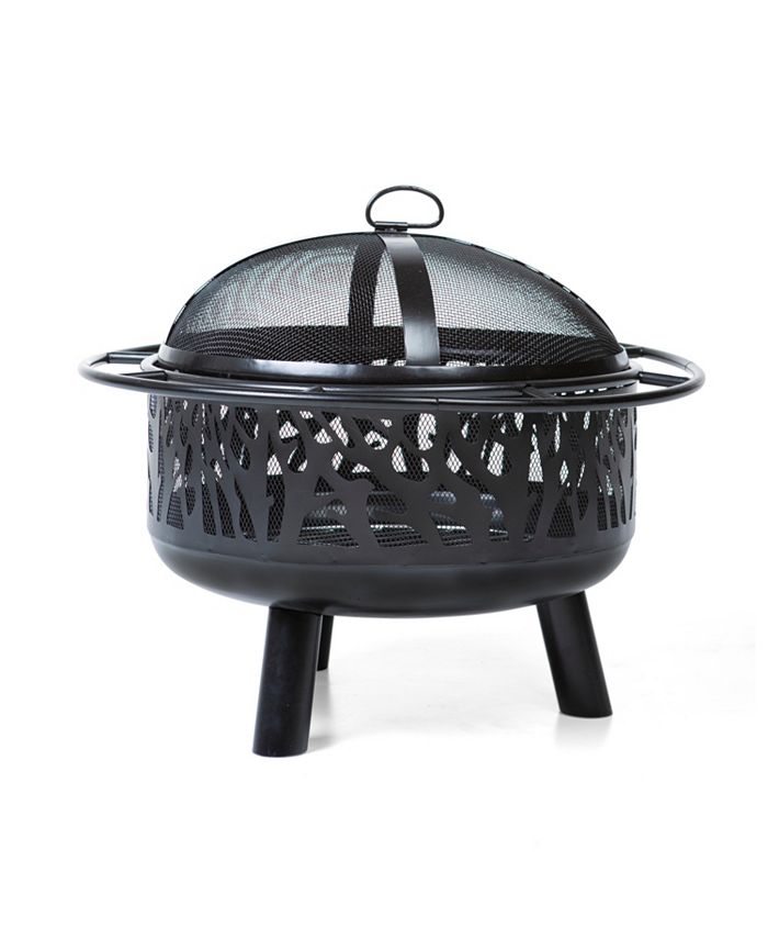 Evergreen Tree Cut Wood Burning Fire Pit 24 x 19.5 x 24 Inches Outdoor