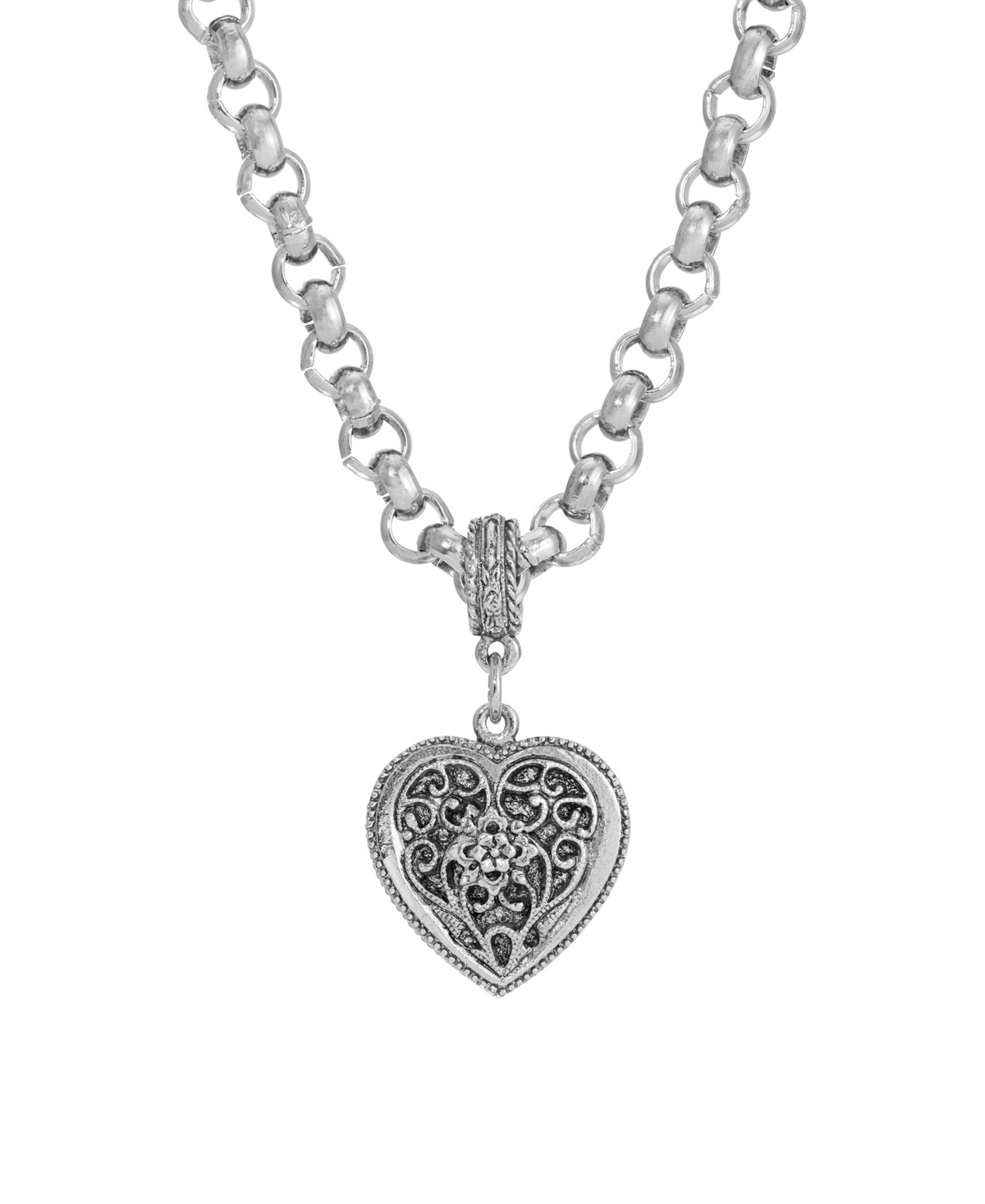 2028 Filigree Heart Necklace In Silver-tone