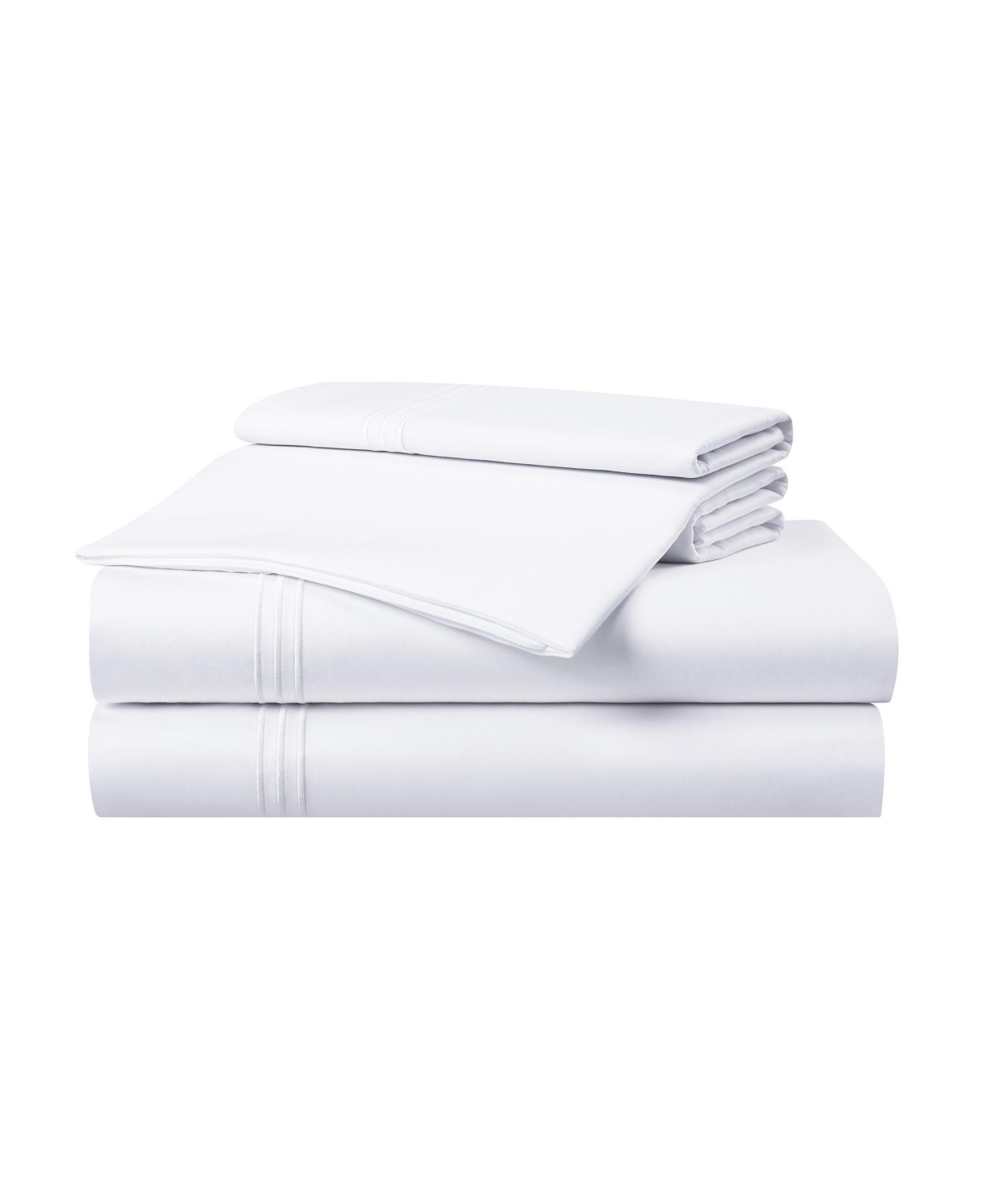 Aston and Arden Sateen Sheet Set, 1 Flat Sheet, 1 Fitted Sheet, 2 Pillowcases, 600 Thread Count, Sateen Cotton, Pristinewith Fine Baratta