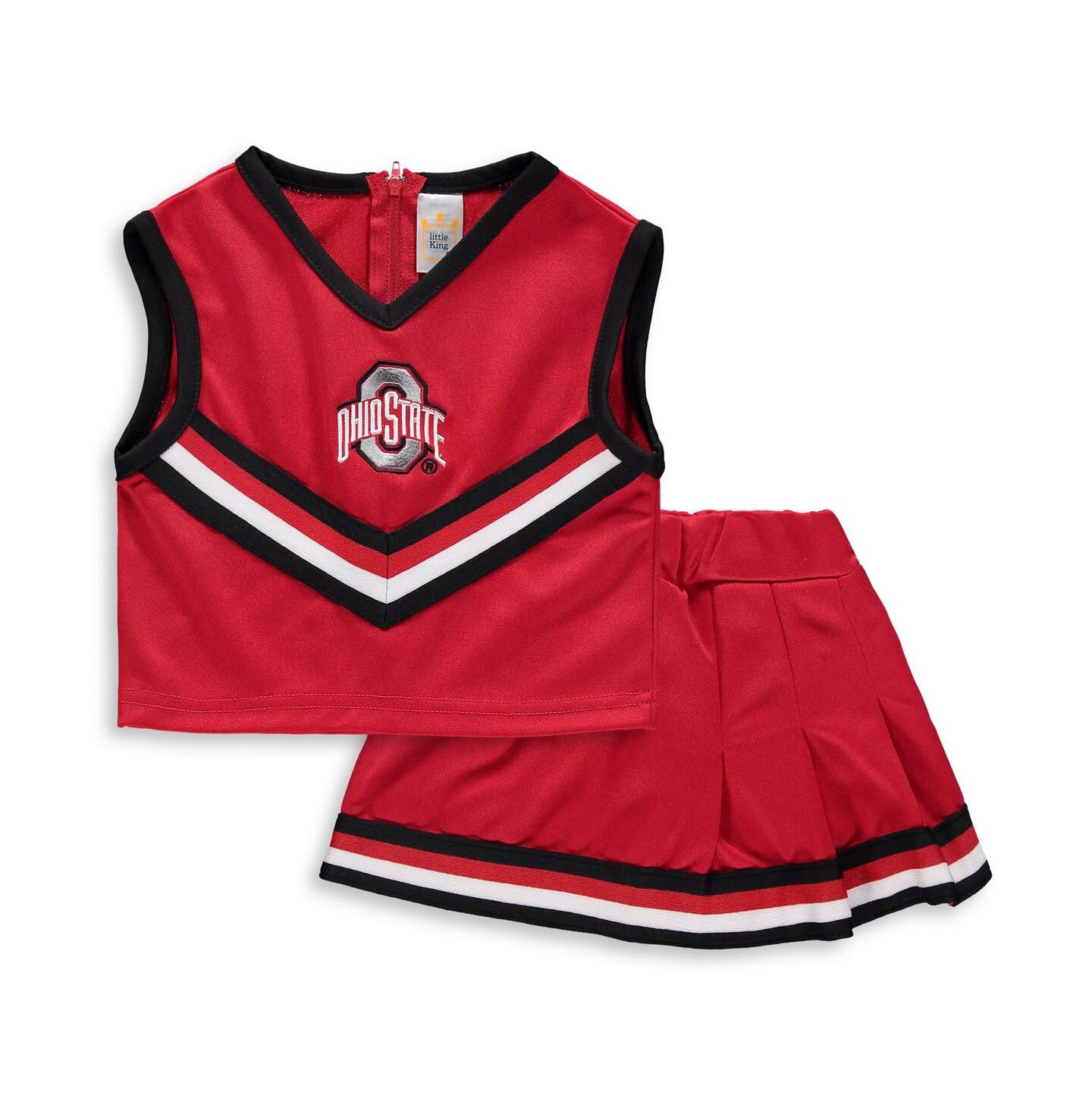 Little King Apparel Toddler Girls Scarlet Ohio State Buckeyes Two-Piece Cheer Set — фото 3
