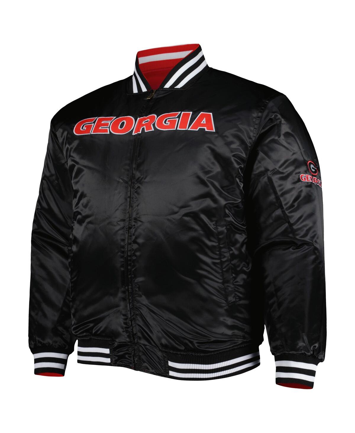 Shop Profile Men's Red, Black Georgia Bulldogs Big And Tall Reversible Satin Full-zip Jacket In Red,black
