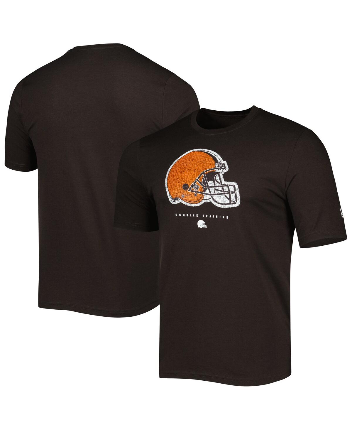 NEW ERA MEN'S NEW ERA BROWN CLEVELAND BROWNS COMBINE AUTHENTIC BALL LOGO T-SHIRT 