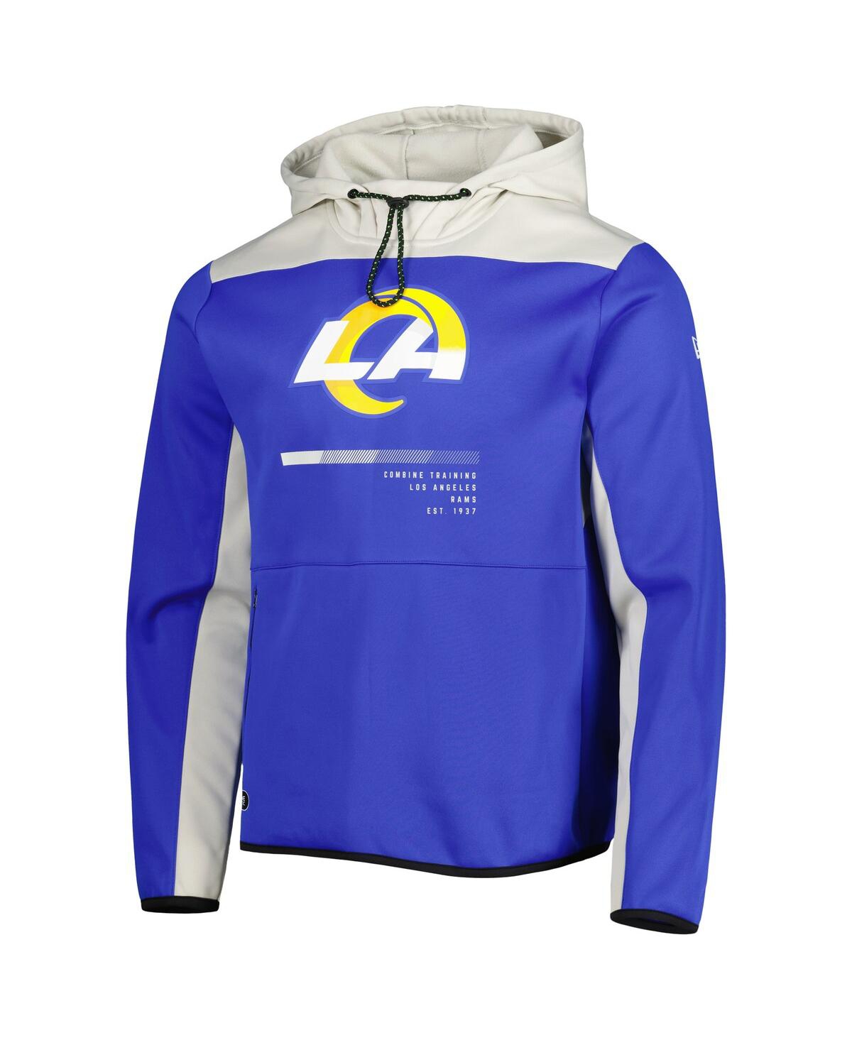 NEW ERA MEN'S NEW ERA ROYAL LOS ANGELES RAMS COMBINE AUTHENTIC HARD HITTER PULLOVER HOODIE 