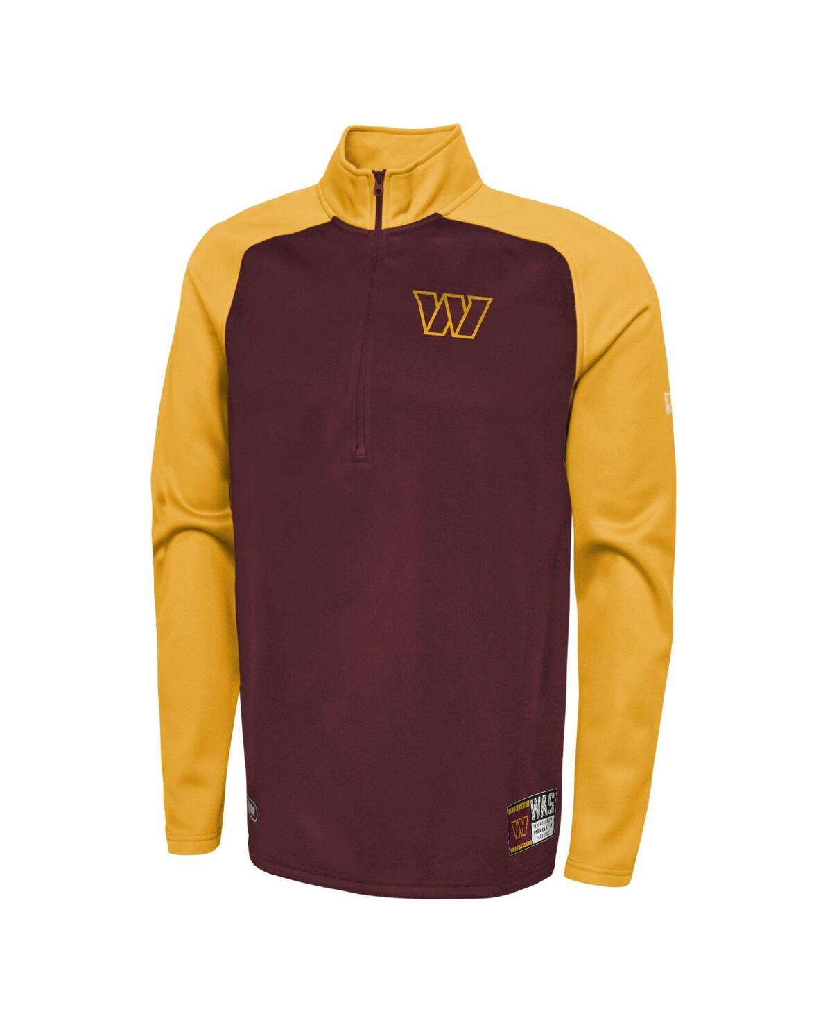 Shop New Era Men's  Burgundy Washington Commanders Combine Authentic O-line Raglan Half-zip Jacket
