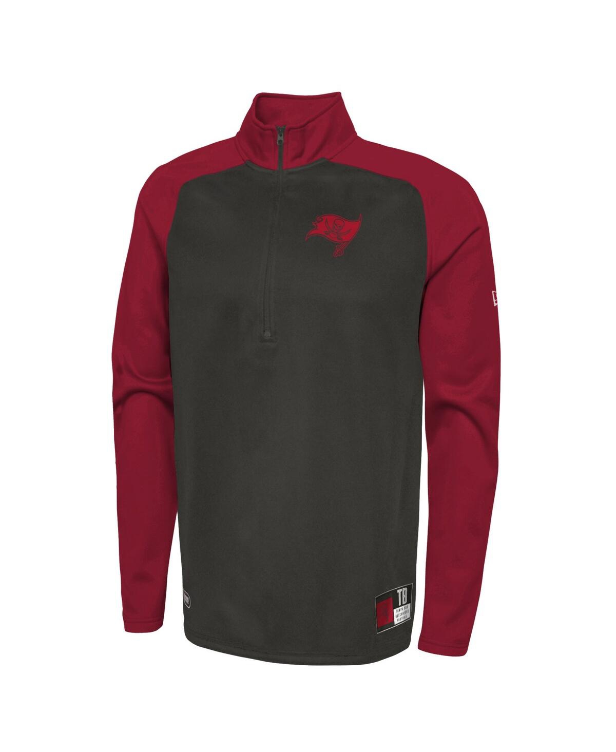 New Era Black Tampa Bay Buccaneers Combine Authentic O-line Raglan Half-zip Jacket In Black
