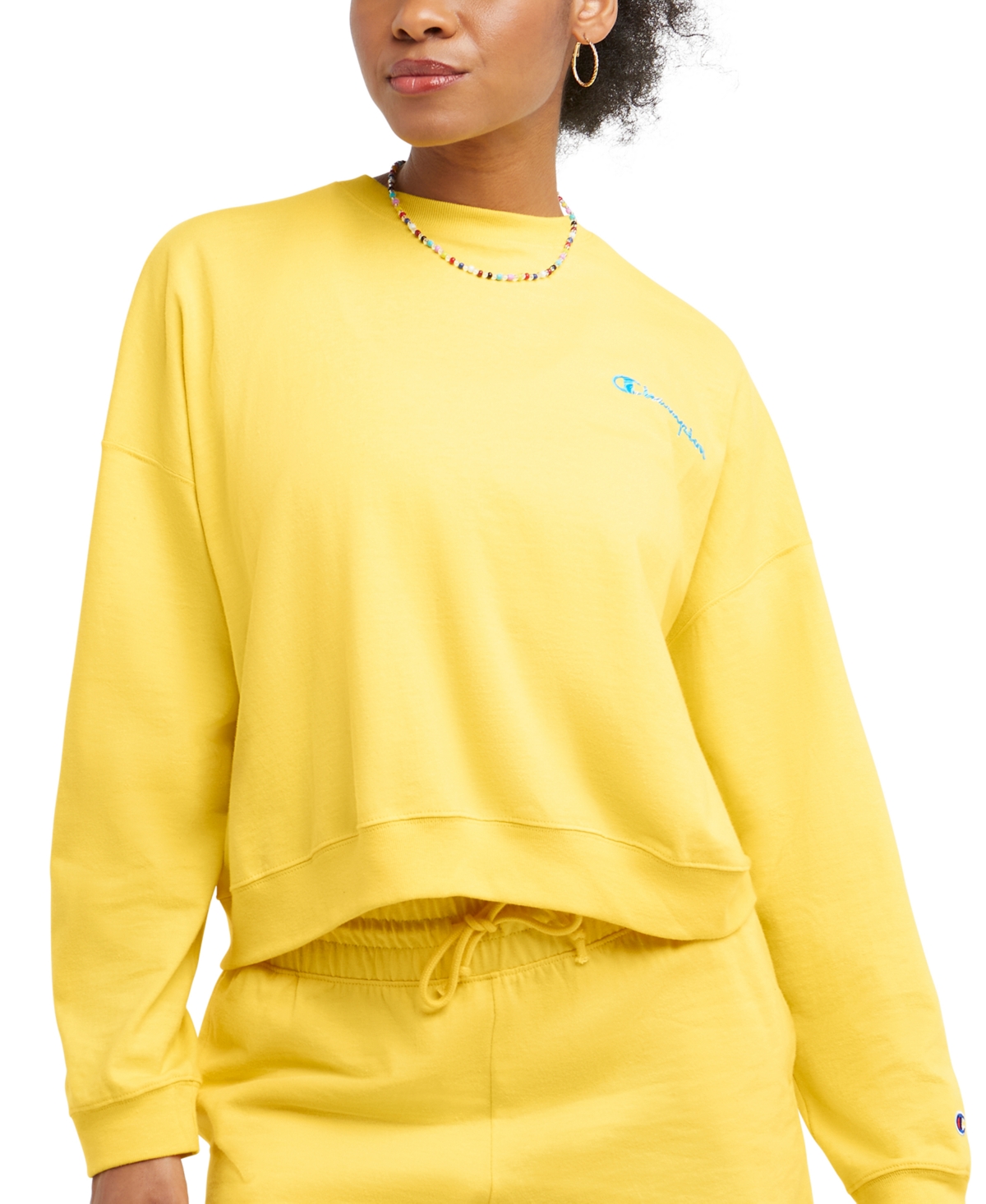 Champion Women's Cotton Graphic T-shirt Sweatshirt In Yellow Stone