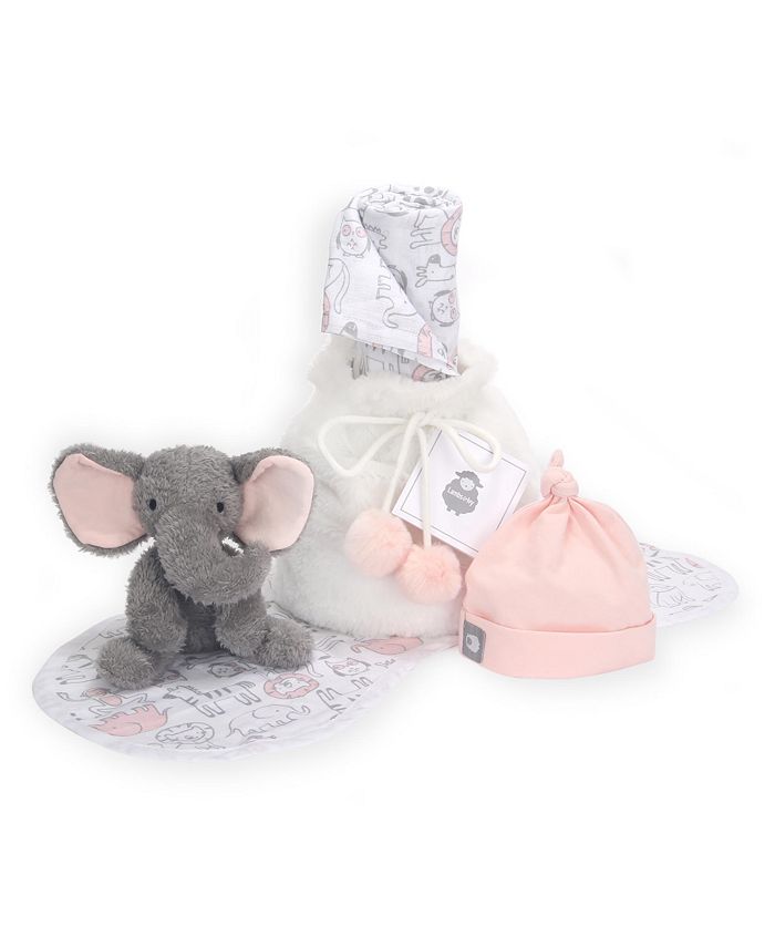 Lambs & Ivy Lambs Ivy 5 Piece Pink/Gray Plush Infant/Newborn Baby Gift Bag w/ Swaddle Macy's