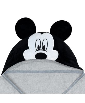 Baby Boys Disney Mickey Mouse Gray Cotton Hooded Bath Towel