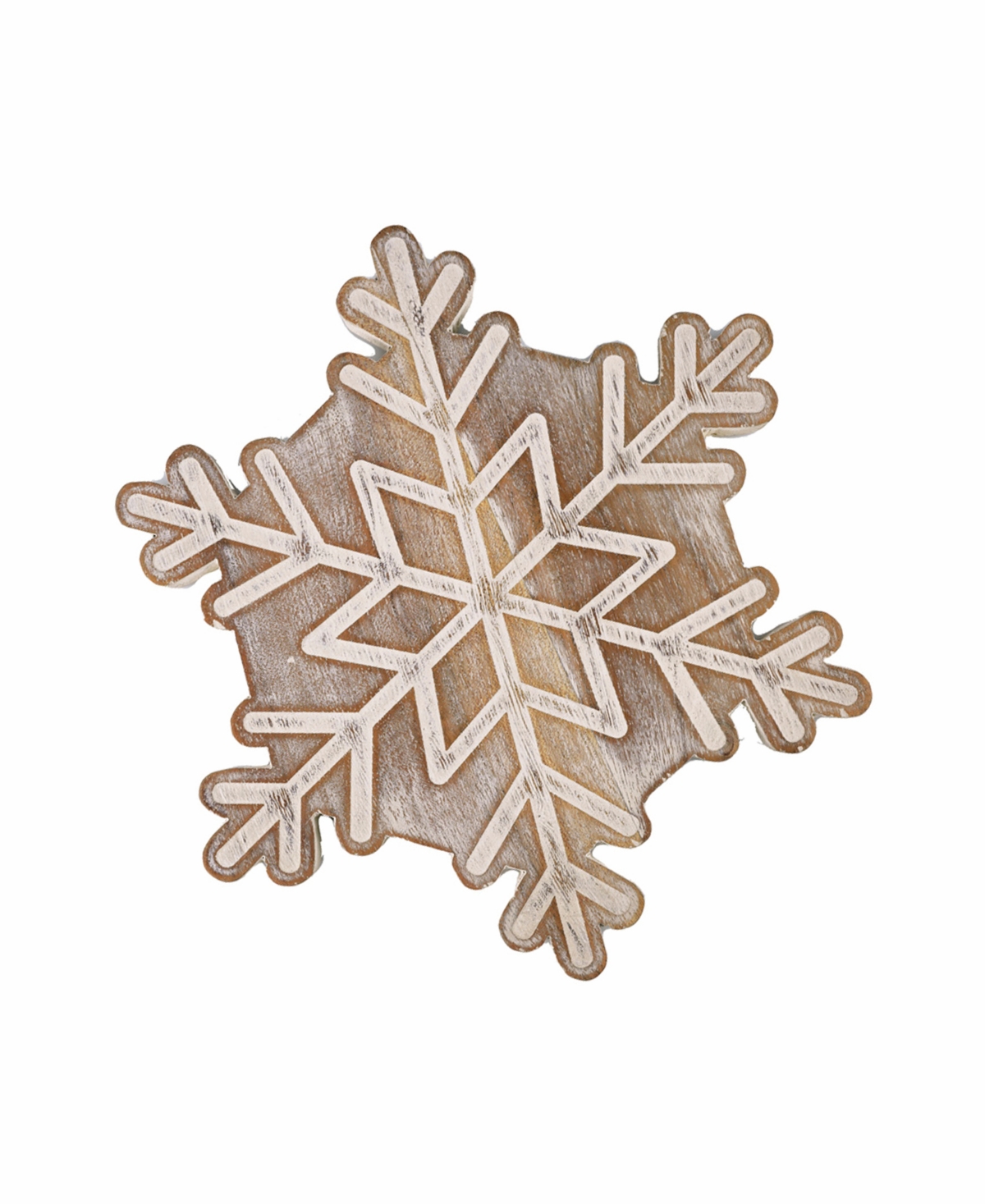 Godinger Snowflake Designed Trivet Carved Out Of Acacia Wood With A Washed Finish In Brown