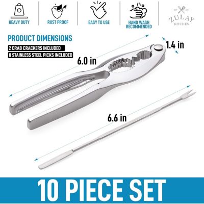 10-Piece Crab Crackers and Tools Set - Heavy Duty Crab Leg Crackers and Tools & Sharp Tines