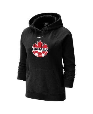 Women's Black Canada Soccer Varsity Raglan Tri-Blend Pullover Hoodie
