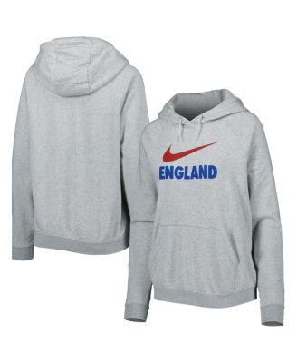 Women's Heather Gray England National Team Lockup Varsity Fleece Raglan Pullover Hoodie