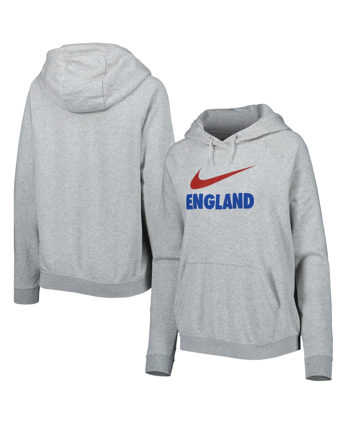 Nike Heather Gray England National Team Lockup Varsity Fleece Raglan Pullover Hoodie In Heather Gray