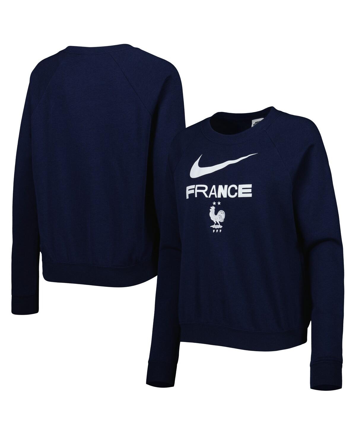 Women's Nike Navy France National Team Lockup Varsity Raglan Pullover Sweatshirt