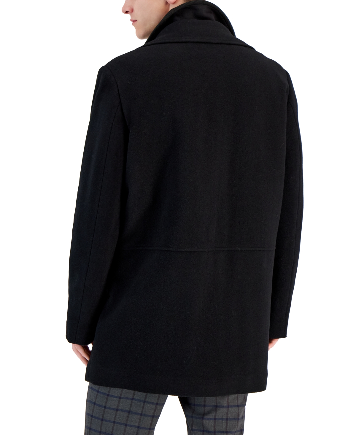 Calvin Klein Men's Classic Fit Black Wool Blend Overcoat