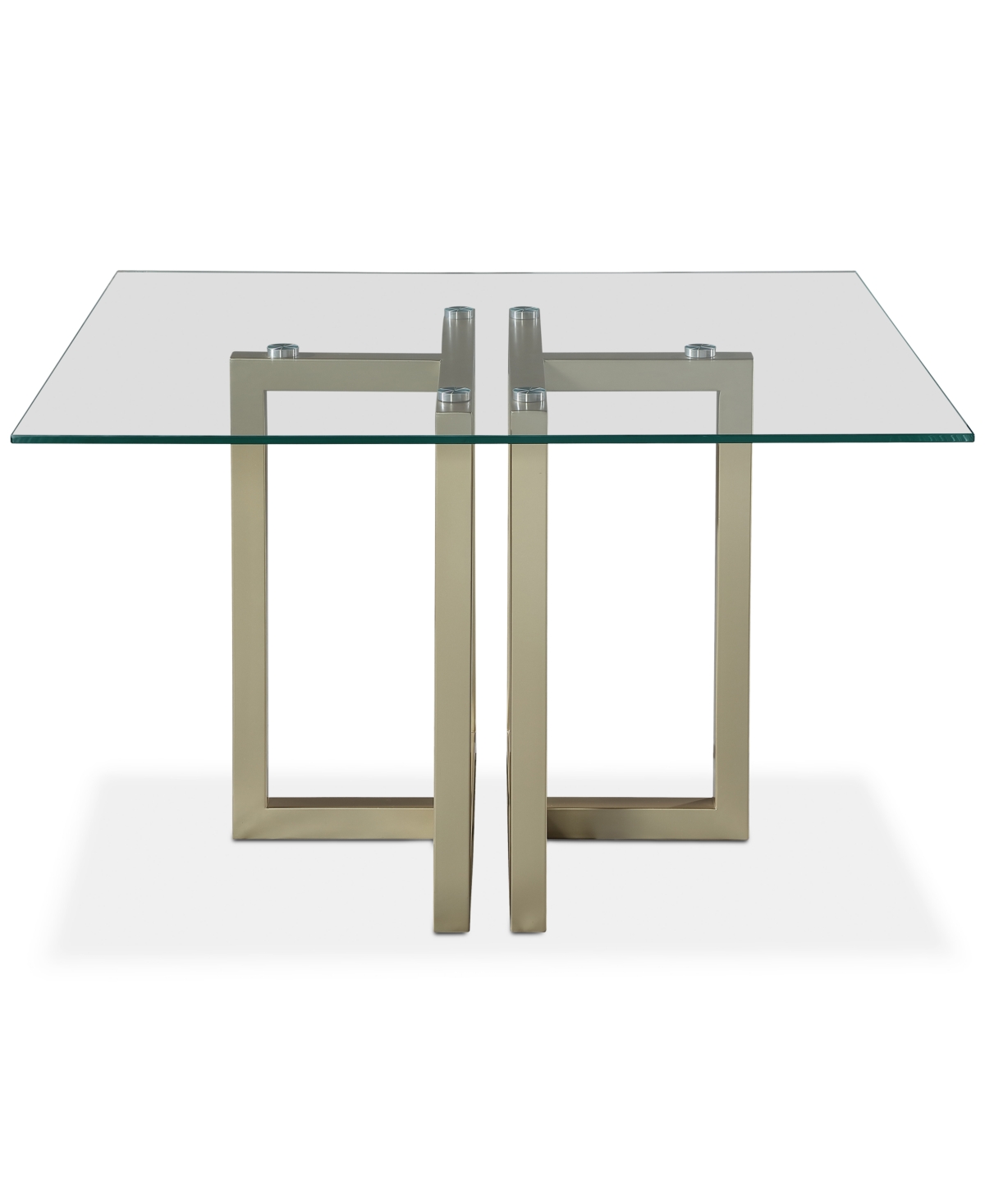 Furniture Emila 48" Square Glass Mix And Match Dining Table, Created For Macy's In Ultra Clear Glass With Champagne Base
