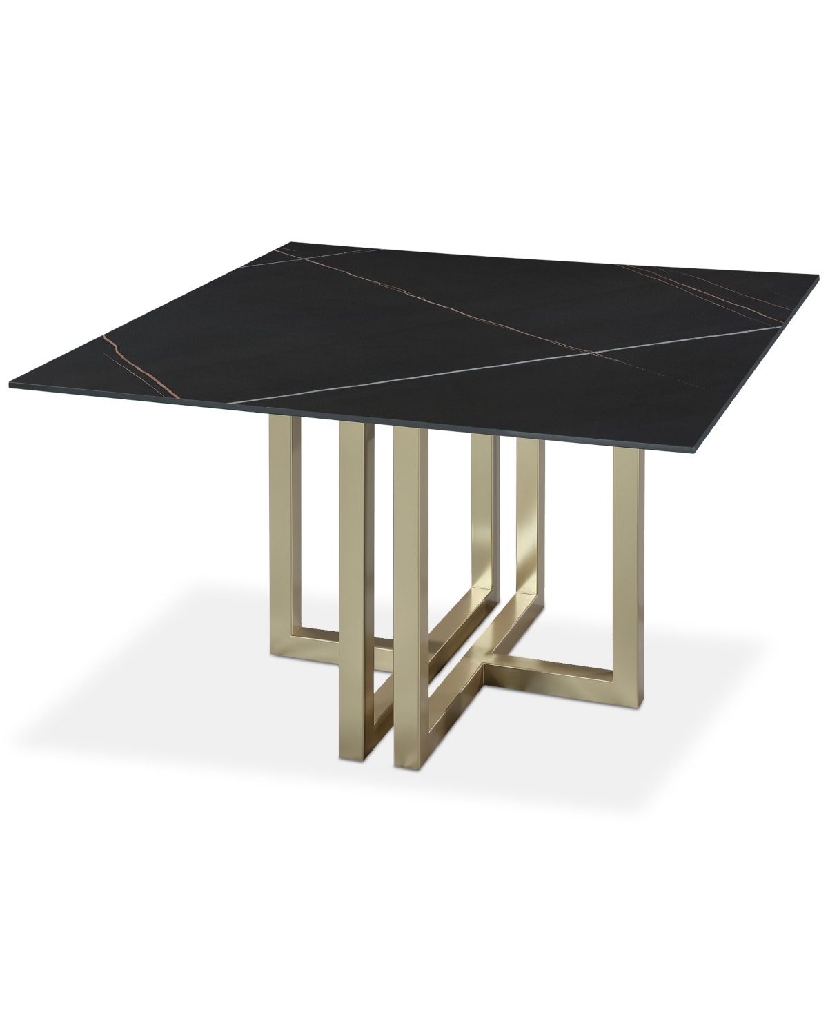 Furniture Emila 48" Square Sintered Stone Mix And Match Dining Table, Created For Macy's In Black Sintered Stone With Champagne Base