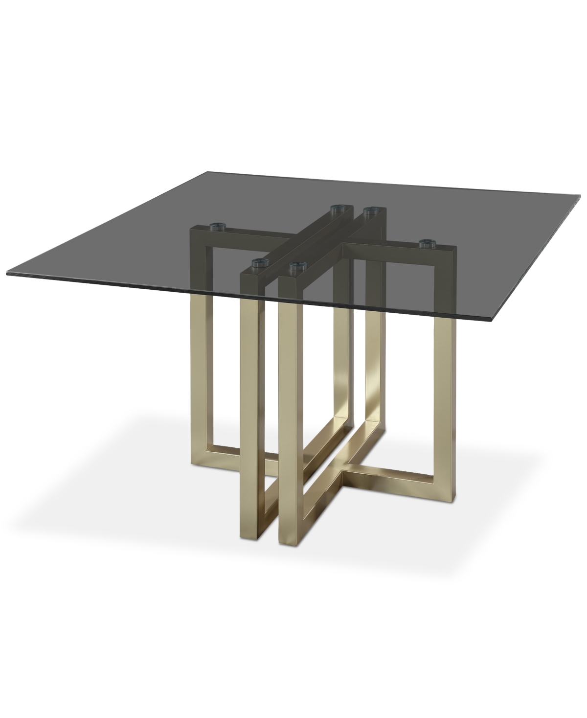 Furniture Emila 48" Square Glass Mix And Match Dining Table, Created For Macy's In Smoked Glass With Champagne Base