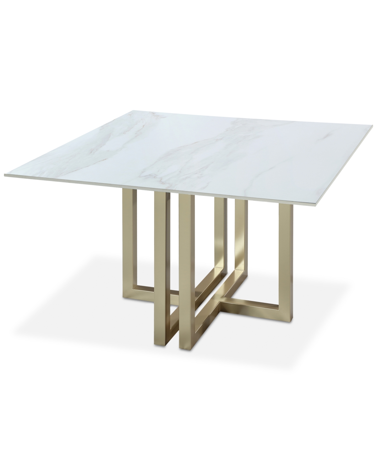 Furniture Emila 48" Square Sintered Stone Mix And Match Dining Table, Created For Macy's In White Sintered Stone With Champagne Base