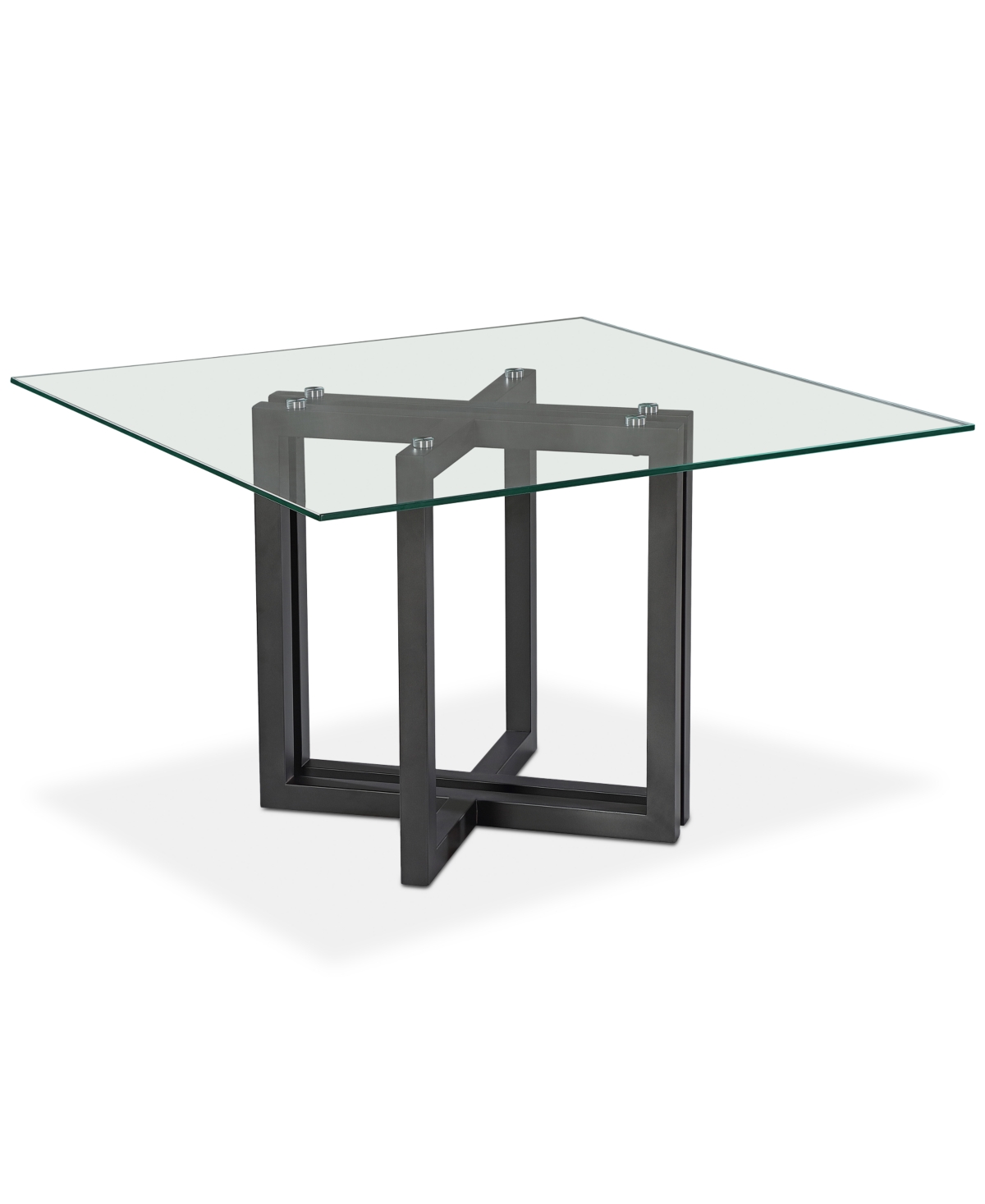 Furniture Emila 48" Square Glass Mix And Match Dining Table, Created For Macy's In Ultra Clear Glass With Black Base