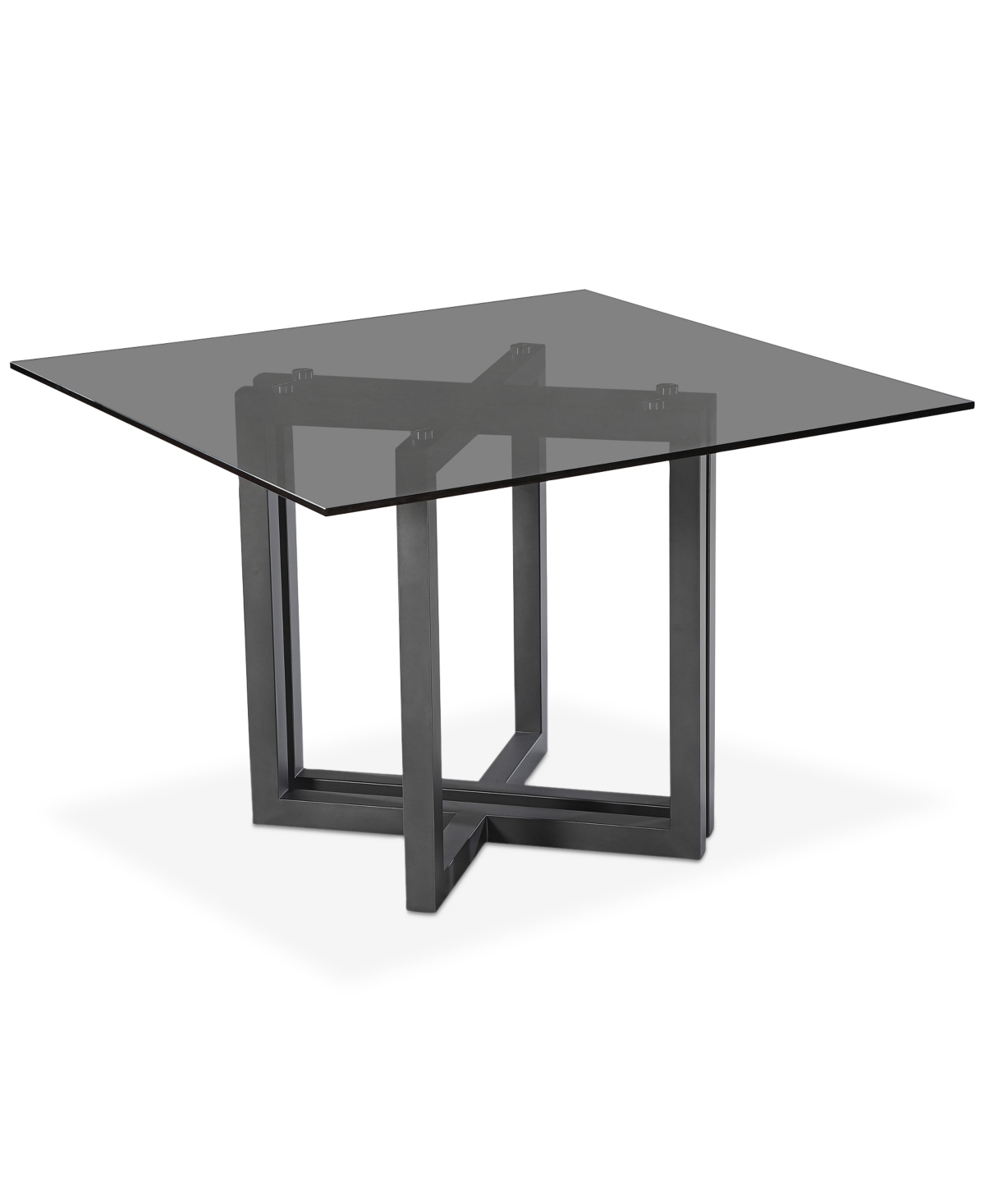 Furniture Emila 48" Square Glass Mix And Match Dining Table, Created For Macy's In Smoked Glass With Black Base