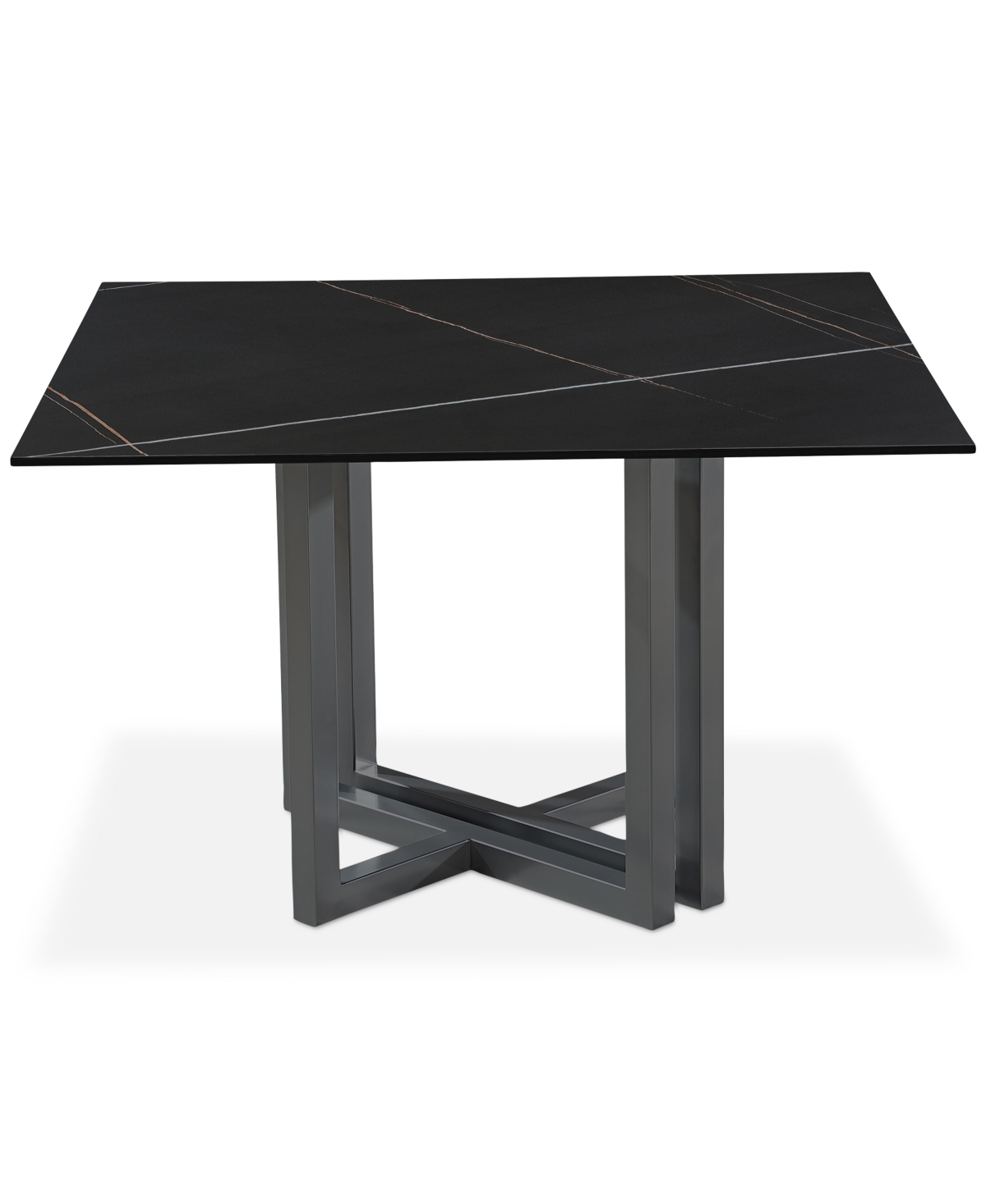 Furniture Emila 48" Square Sintered Stone Mix And Match Dining Table, Created For Macy's In Black Sintered Stone With Black Base