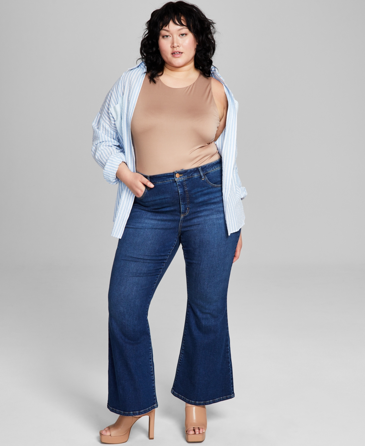 And Now This Plus Size High-Rise Flare-Leg Jeans