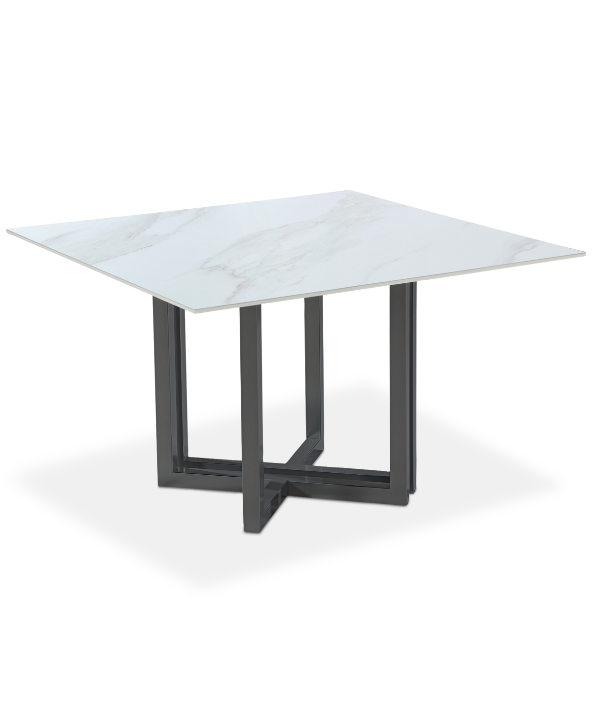 Furniture Emila 48" Square Sintered Stone Mix And Match Dining Table, Created For Macy's In White Sintered Stone With Black Base