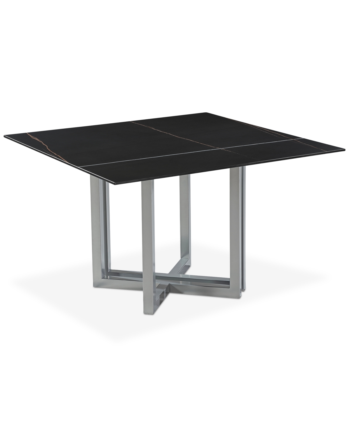 Furniture Emila 48" Square Sintered Stone Mix And Match Dining Table, Created For Macy's In Black Sintered Stone With Silver Base