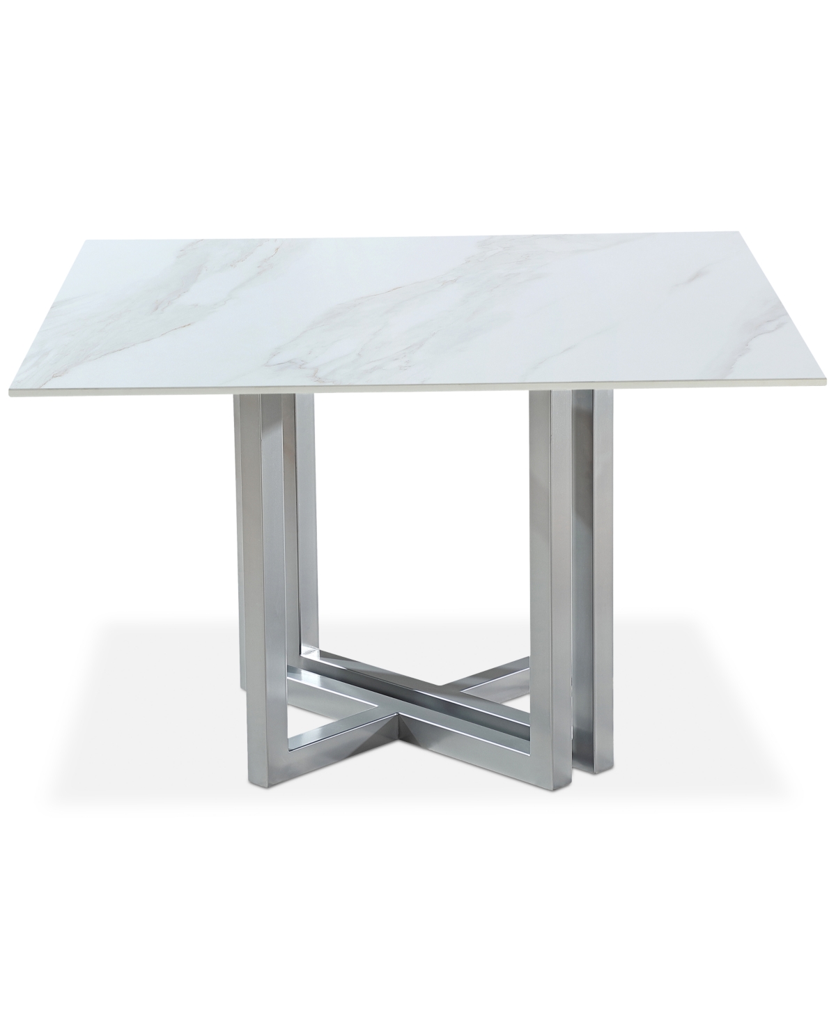 Furniture Emila 48" Square Sintered Stone Mix And Match Dining Table, Created For Macy's In White Sintered Stone With Silver Base