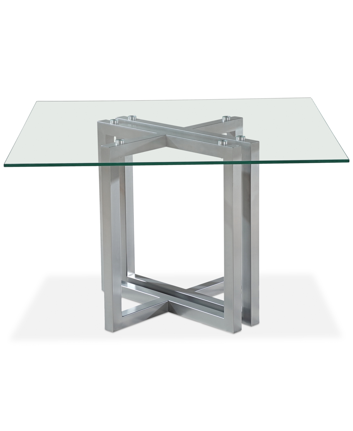 Furniture Emila 48" Square Glass Mix And Match Dining Table, Created For Macy's In Ultra Clear Glass With Silver Base