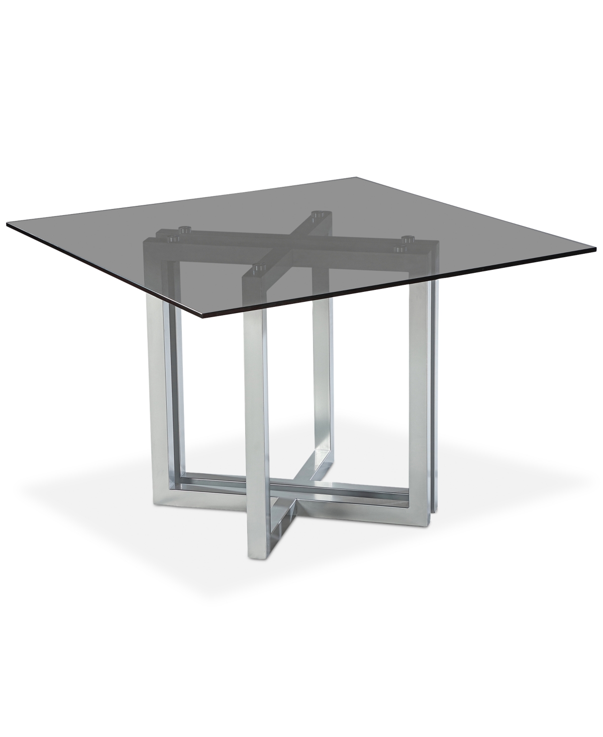 Furniture Emila 48" Square Glass Mix And Match Dining Table, Created For Macy's In Smoked Glass With Silver Base