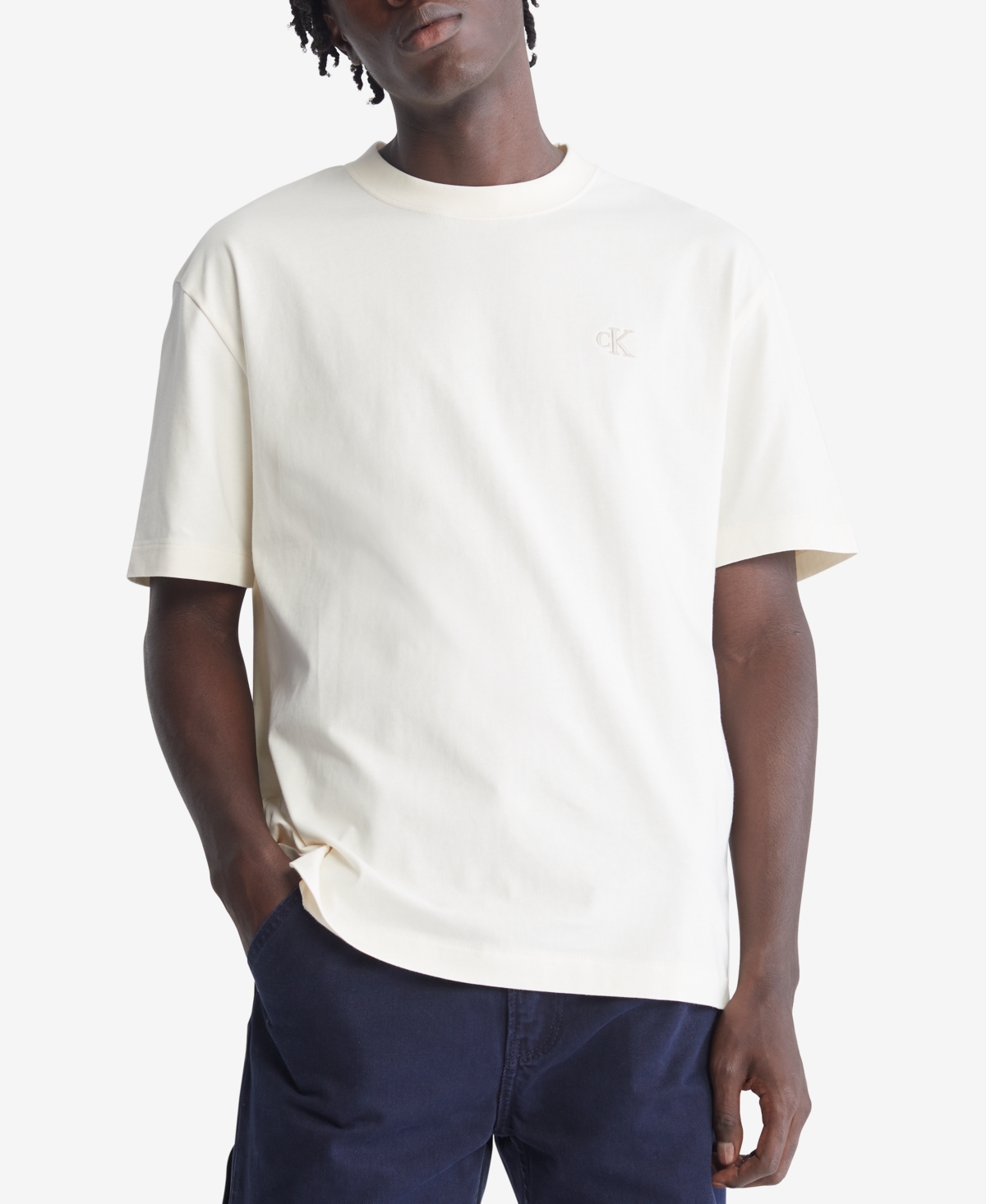 Calvin Klein Relaxed Fit Archive Logo Crewneck T-shirt in White for Men