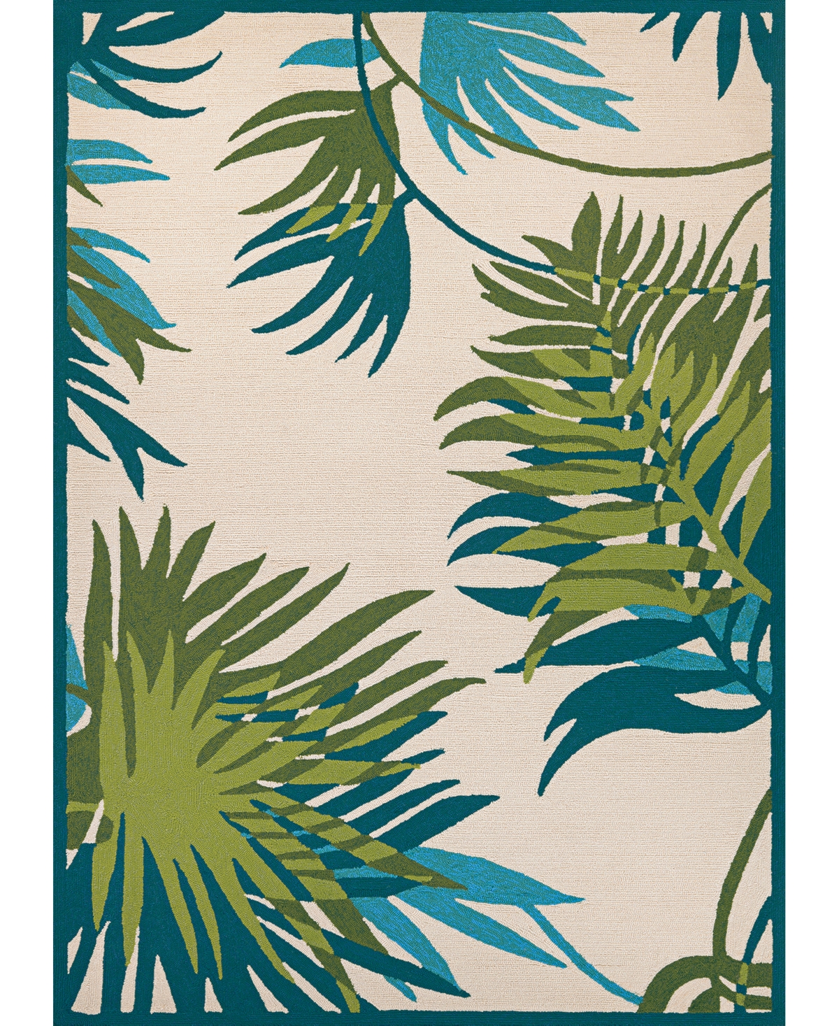 Couristan Covington Jungle Leaves 5'6in x 8' Area Rug - Ivory, Moss