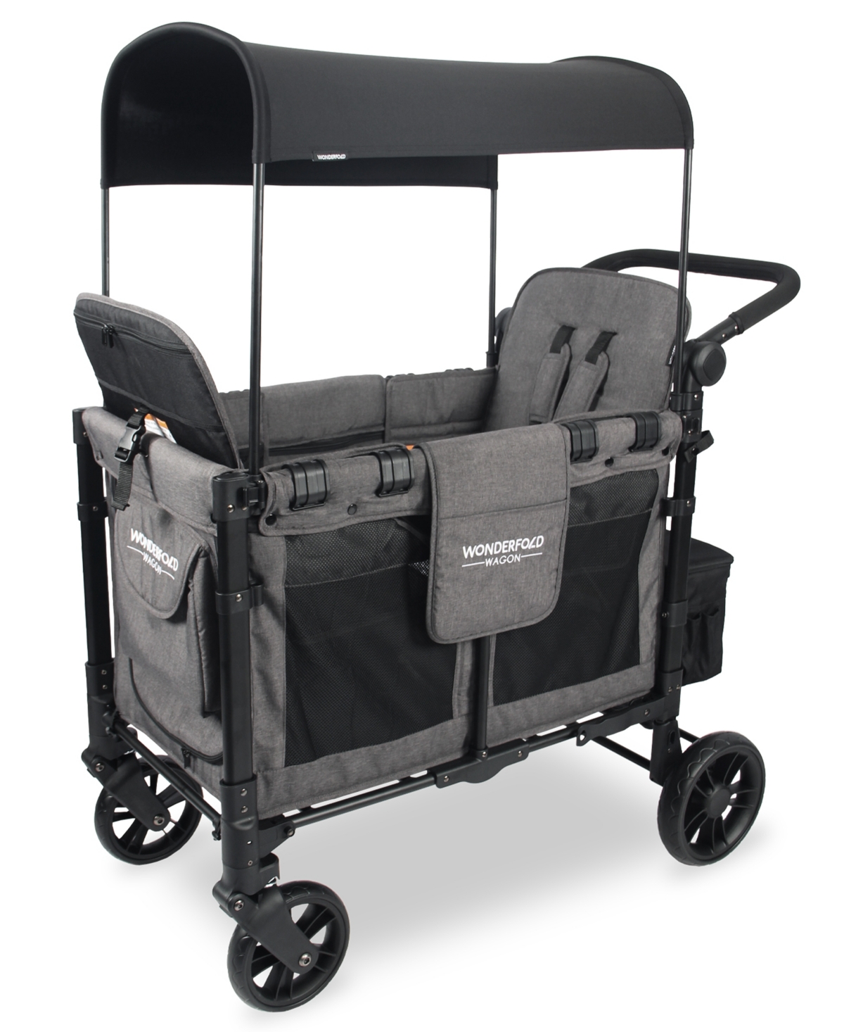 Wonderfold Wagon W2 Elite Front Zippered Double Stroller Wagon In Charcoal Gray