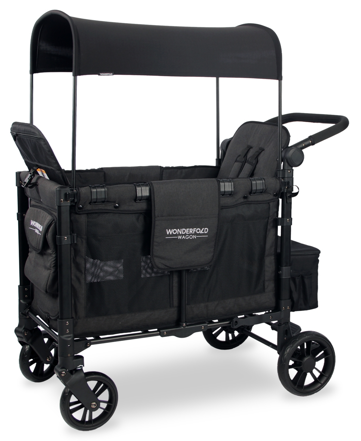 Wonderfold Wagon W2 Elite Front Zippered Double Stroller Wagon In Volcanic Black