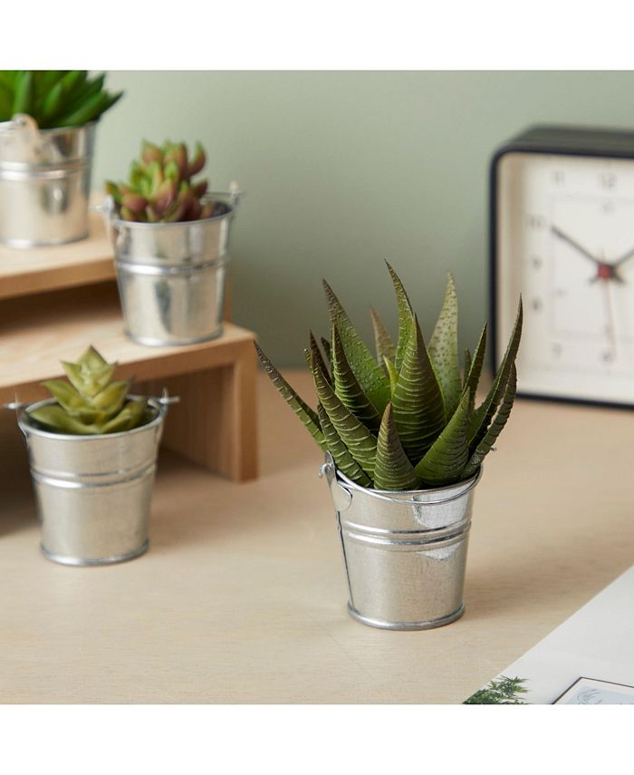 Juvale 24 Pack Mini Galvanized Buckets with Handles, Small Metal Tin