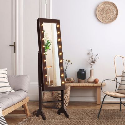 18 LED lights Mirrored Jewelry Cabinet Organizer