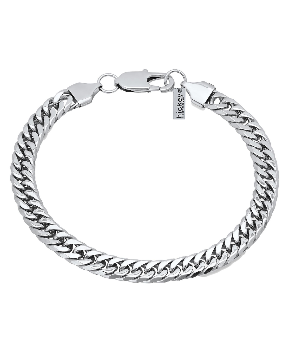 hickey by Hickey Freeman Stainless Steel Wide Flattened Curb Chain Bracelet - Gray