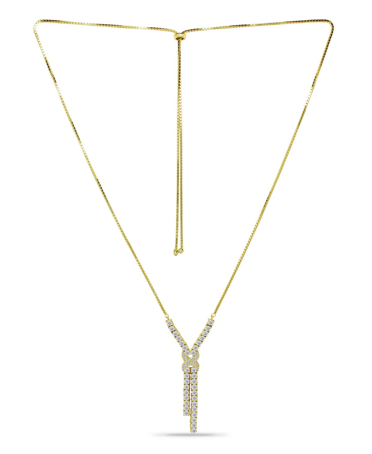 Macy's Cubic Zirconia Infinity Frontal Drop Adjustable Necklace (6.6 ct. t.w.) in 18K Sterling Silver or Sterling Silver