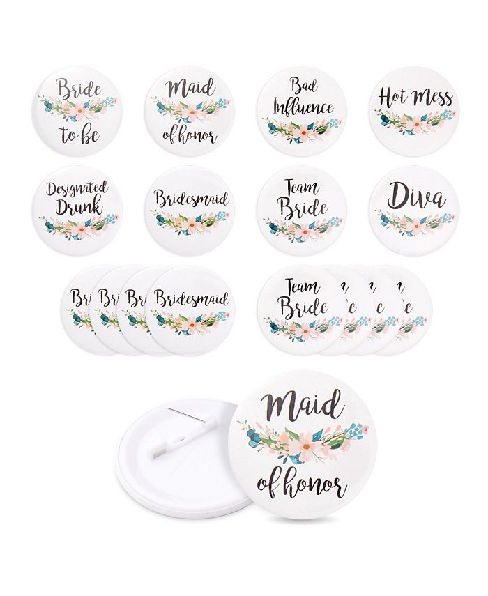 Blue Panda 16-piece Buttons Pins For Bachelorette Party Bridal Shower Pins,  16 Designs, 2.25 In : Target
